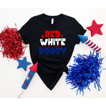 4th of July - Red White & Boozy Patriotic Graphic Print Women’s T-Shirt TrendyCustomApparel™