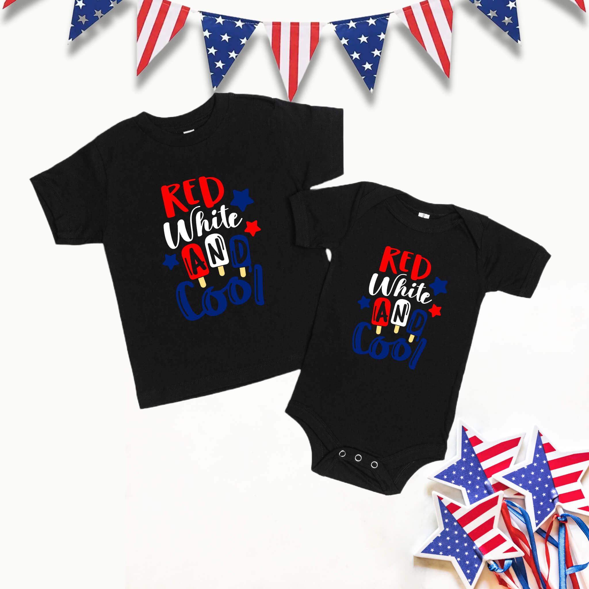 4th of July - Red White & Cool Patriotic Boy’s Girl’s Unisex Graphic Print Onesie / T-shirt