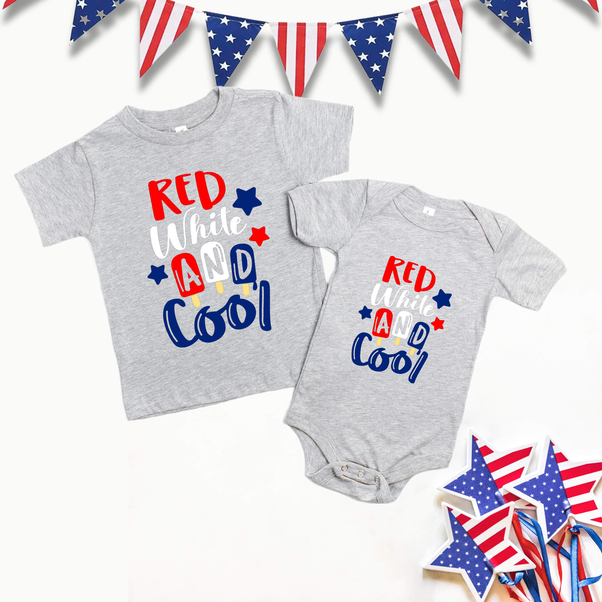 4th of July - Red White & Cool Patriotic Boy’s Girl’s Unisex Graphic Print Onesie / T-shirt