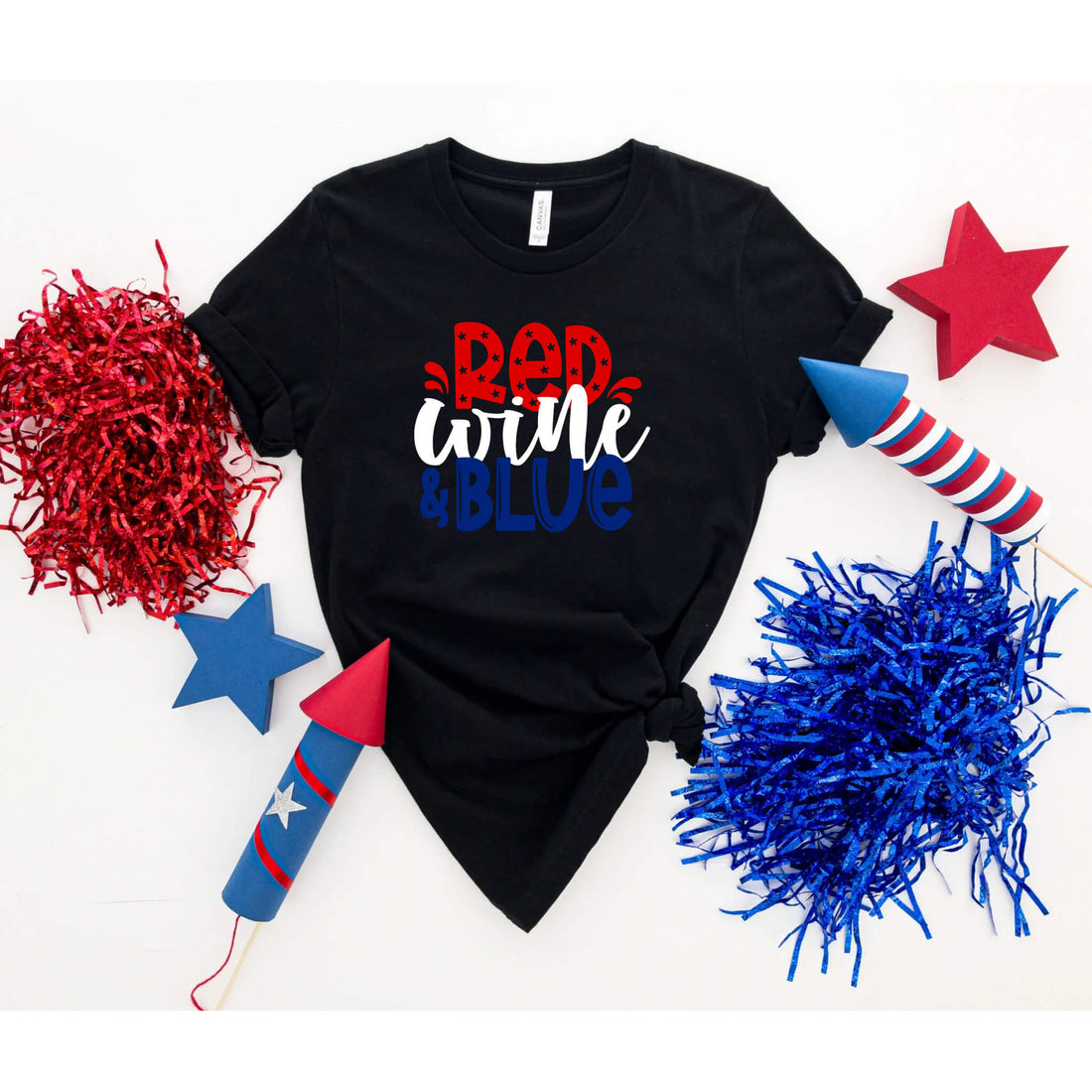 4th of July - Red Wine & Blue Patriotic Graphic Print Women’s T-Shirt