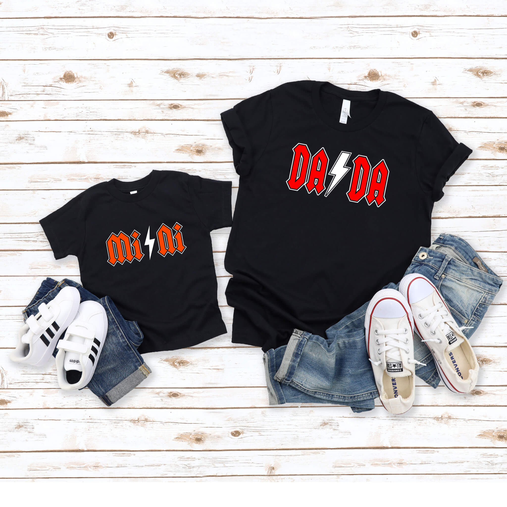 Camisetas Rocker Dada y Mini Daddy &amp; Me a juego