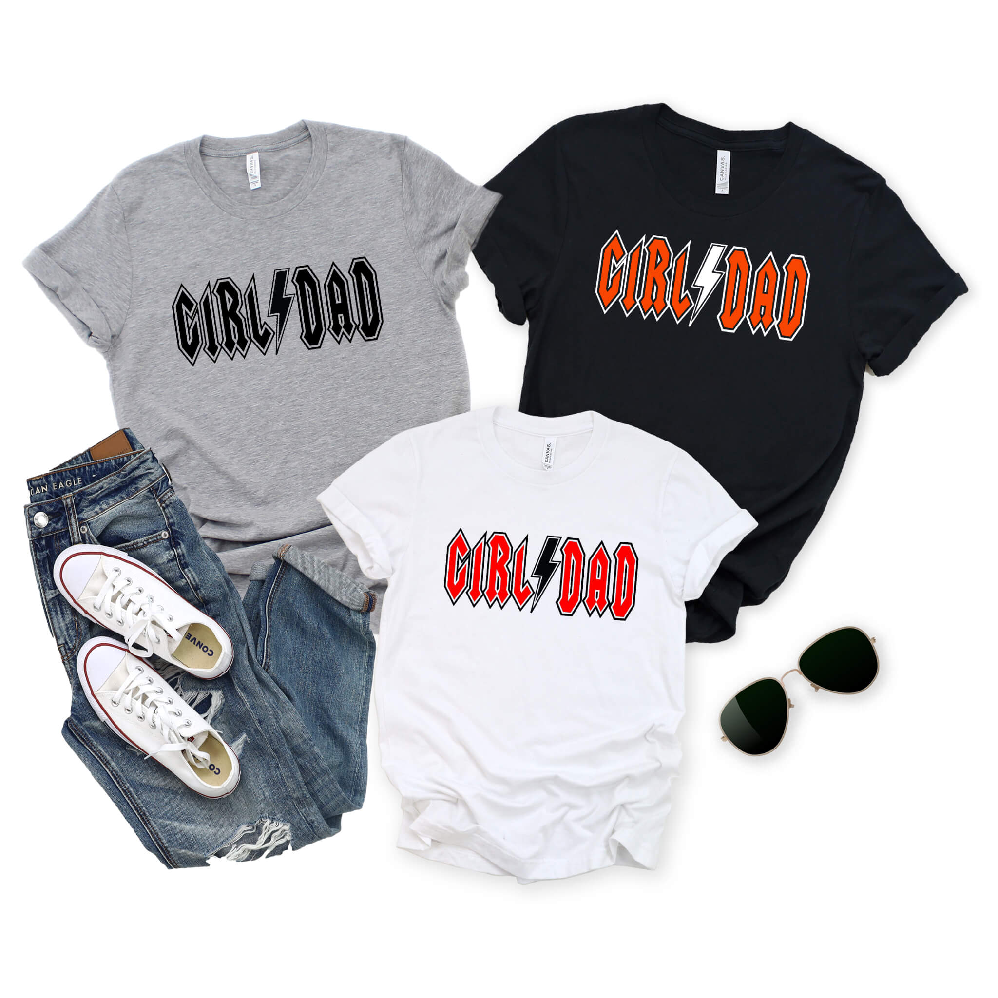 Rocker Girl Dad Daddy Boy's Guy's Men's Personalize Custom T-Shirt