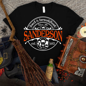 Camiseta con estampado gráfico para mujer Sanderson Bed &amp; Breakfast personalizada de Halloween