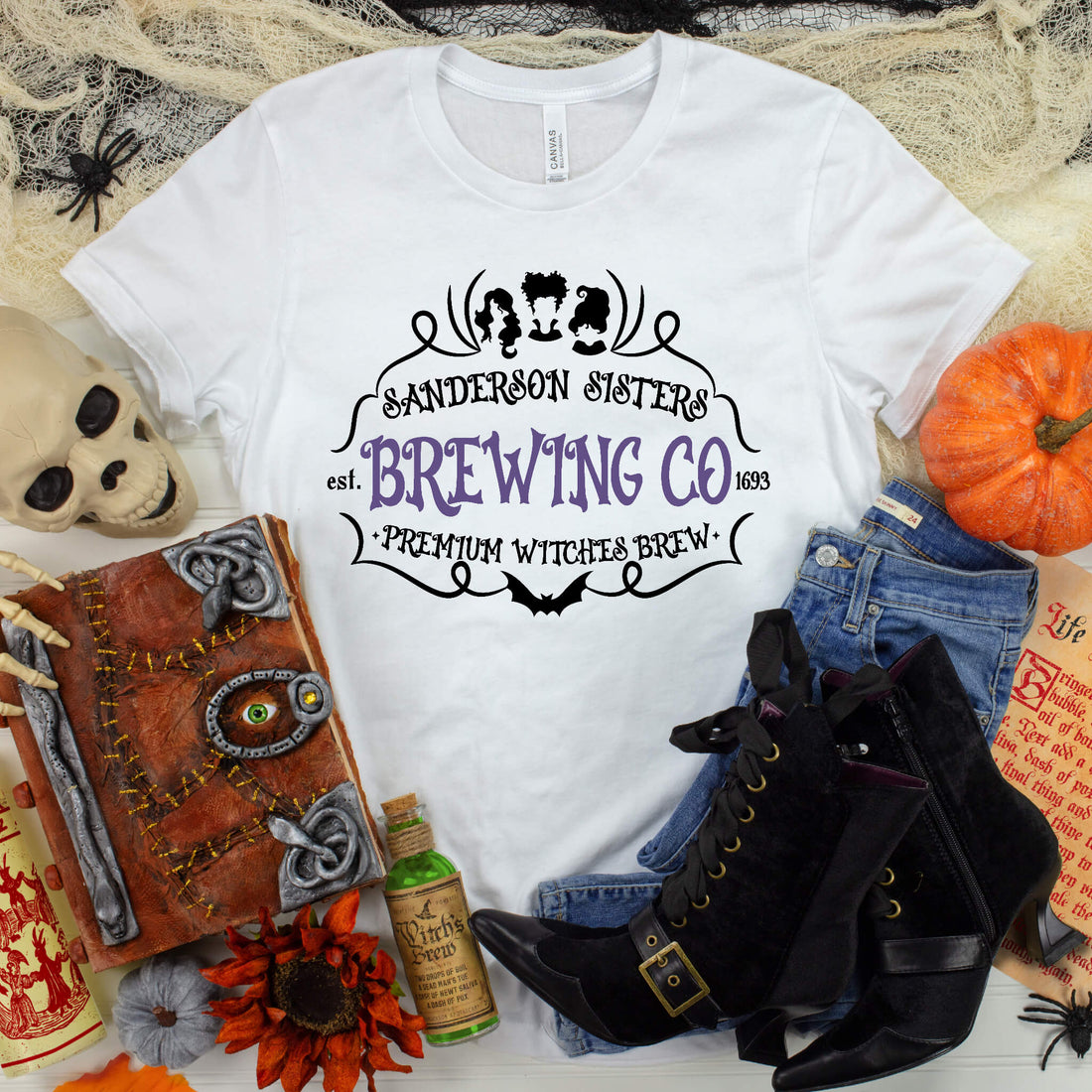 Halloween Customized Sanderson Sisters Brewing Co. Logo Ladies Graphic Print T-Shirt