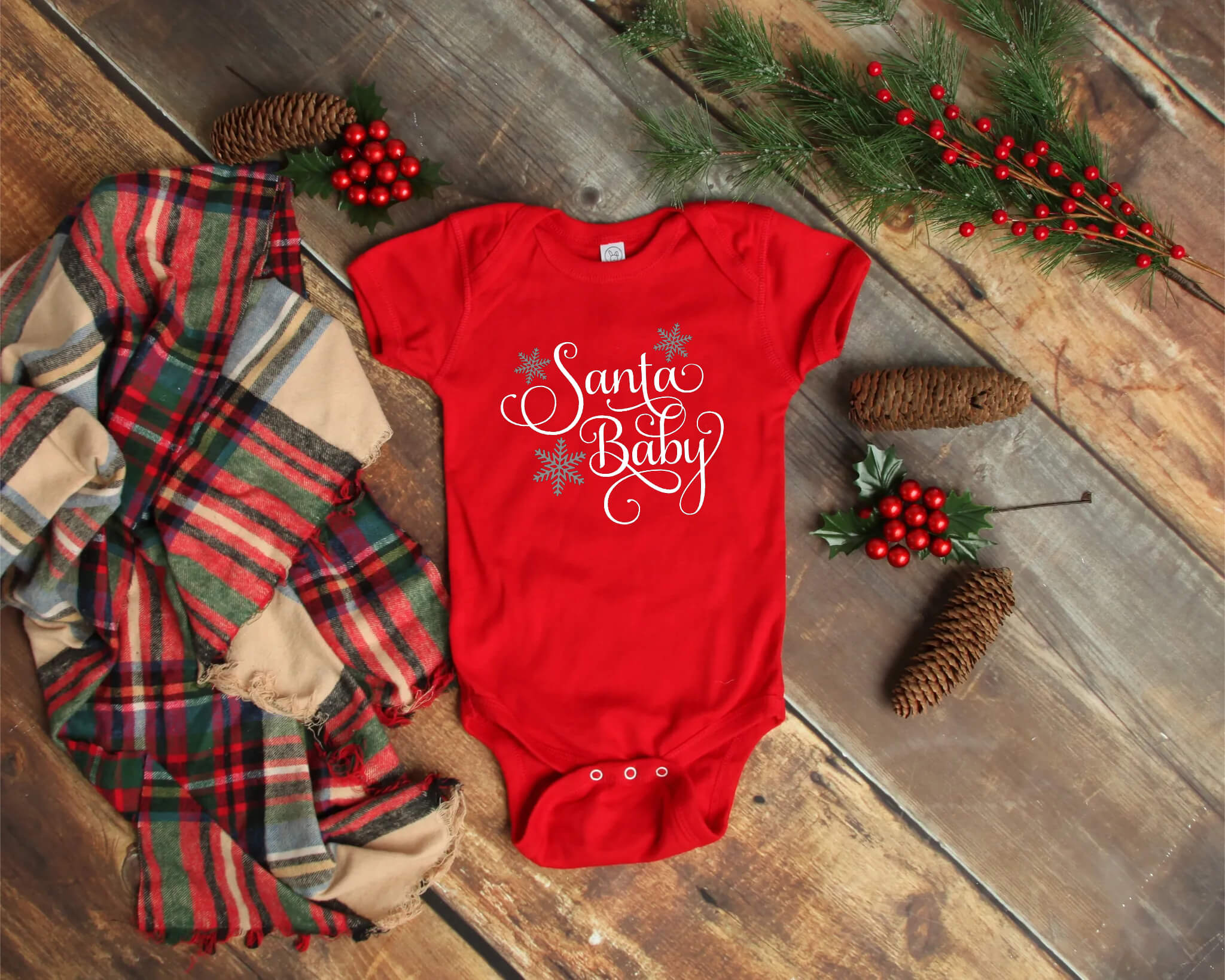 Papá Noel navideño Mono con estampado gráfico para bebé niña y niño