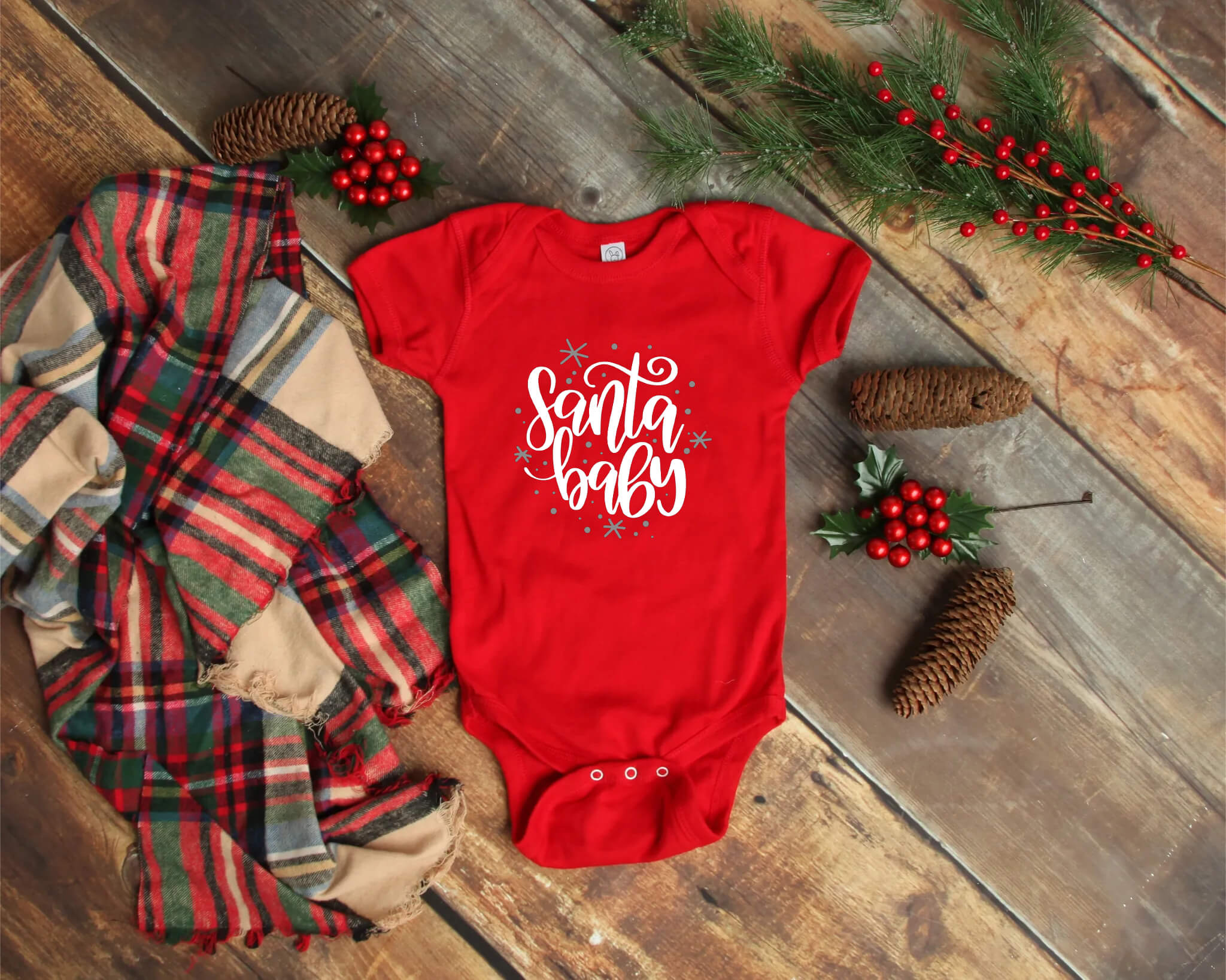 Christmas Santa Baby Boy's / Girl's Graphic Print Onesie