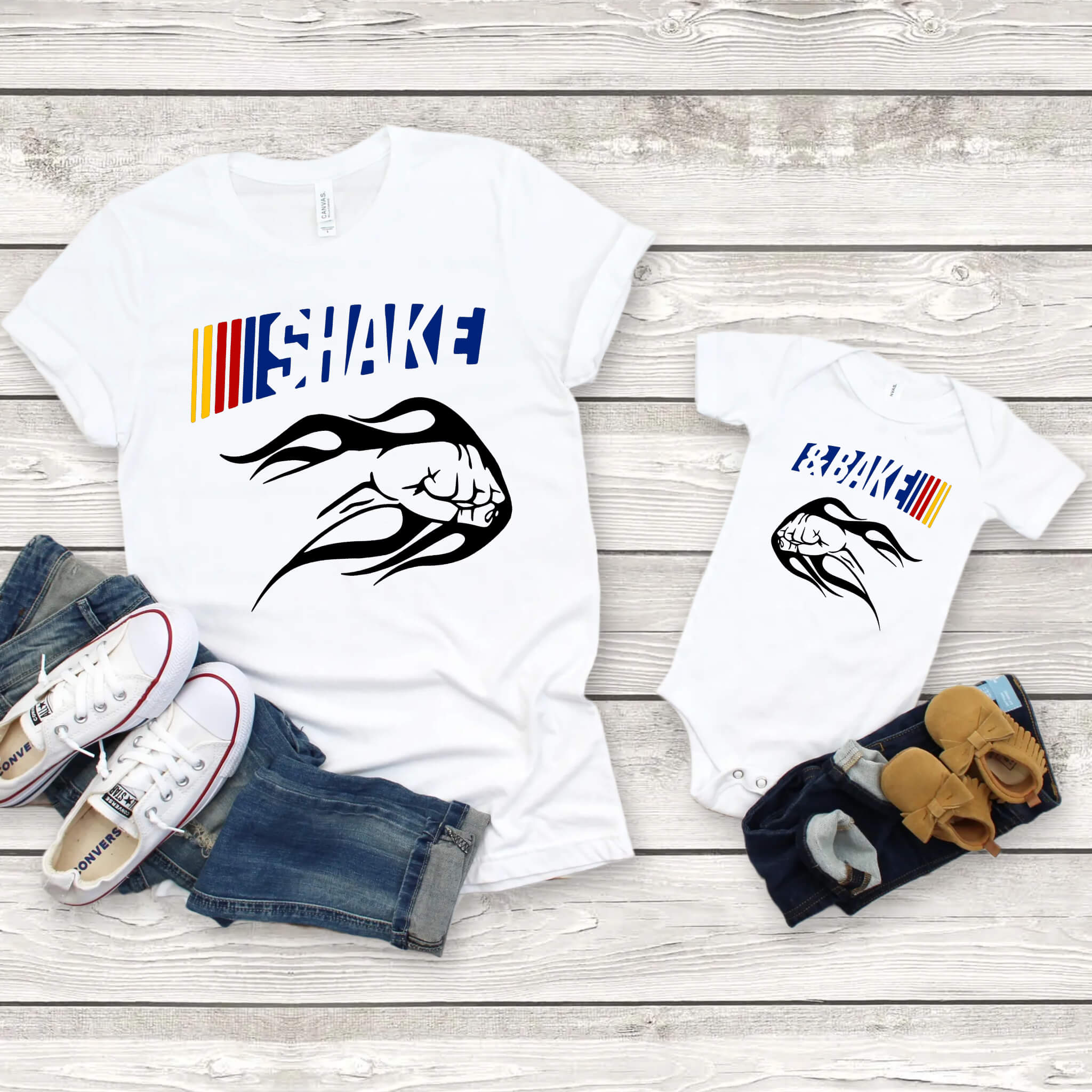 Shake & Bake Matching NASCAR Racing Family Fans T-Shirt