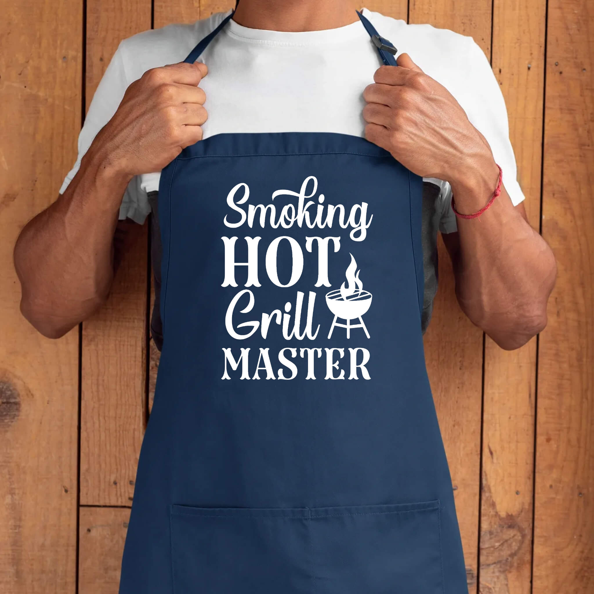 Father’s Day Gift Smoking Hot Grill Master BBQ Apron, Unisex Aprons Adjustable 2 Pockets Cooking Kitchen Apron