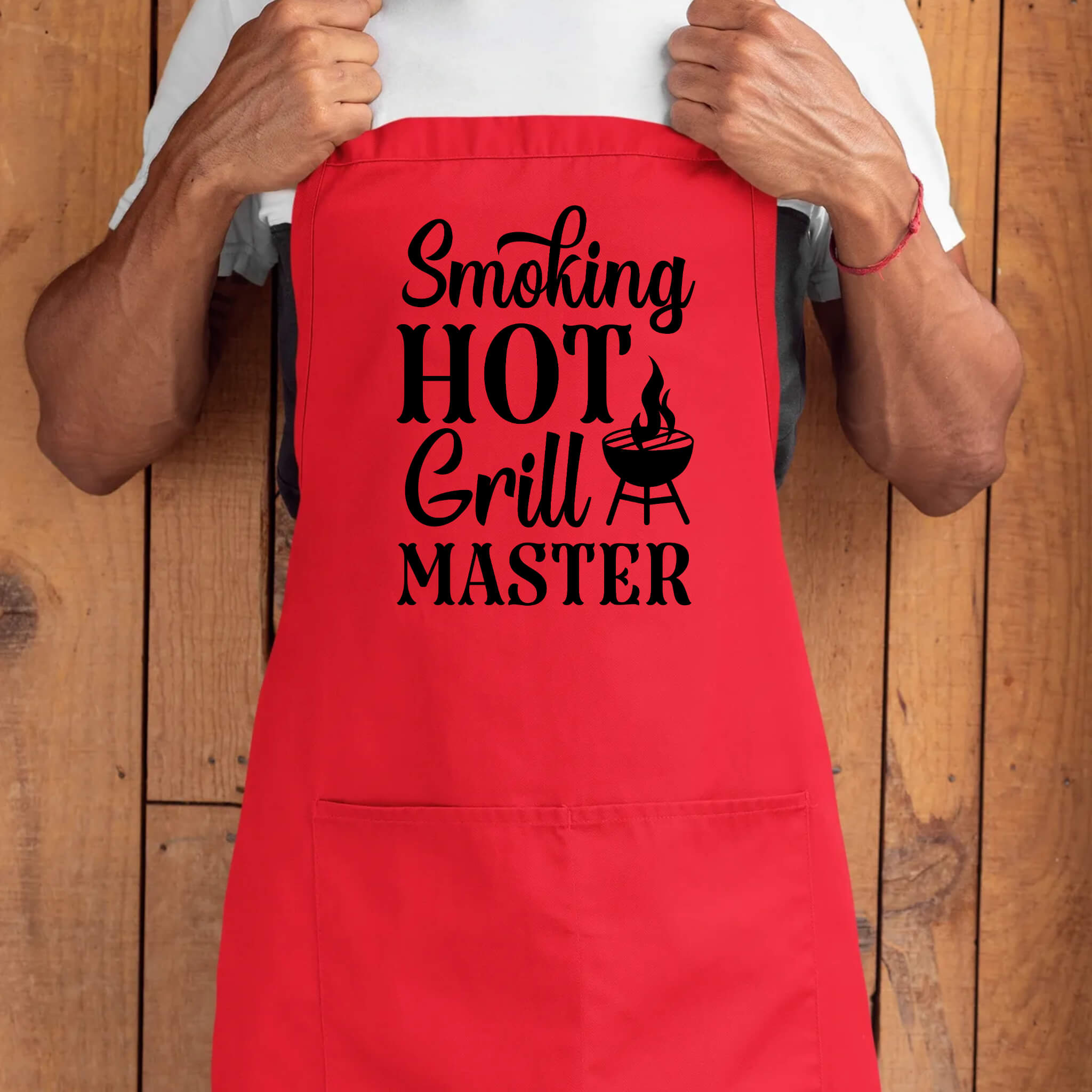Father’s Day Gift Smoking Hot Grill Master BBQ Apron, Unisex Aprons Adjustable 2 Pockets Cooking Kitchen Apron