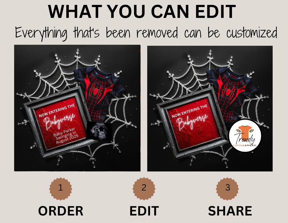 Digital Spiderman Babyverse Pregnancy Announcement, Customizable Superhero Themed, Personalized Editable Template
