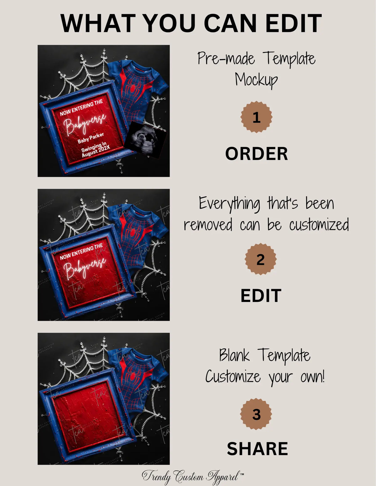 Spiderman Babyverse Baby Reveal Digital Editable Template, Superhero Canva Instant Download TrendyCustomApparel™
