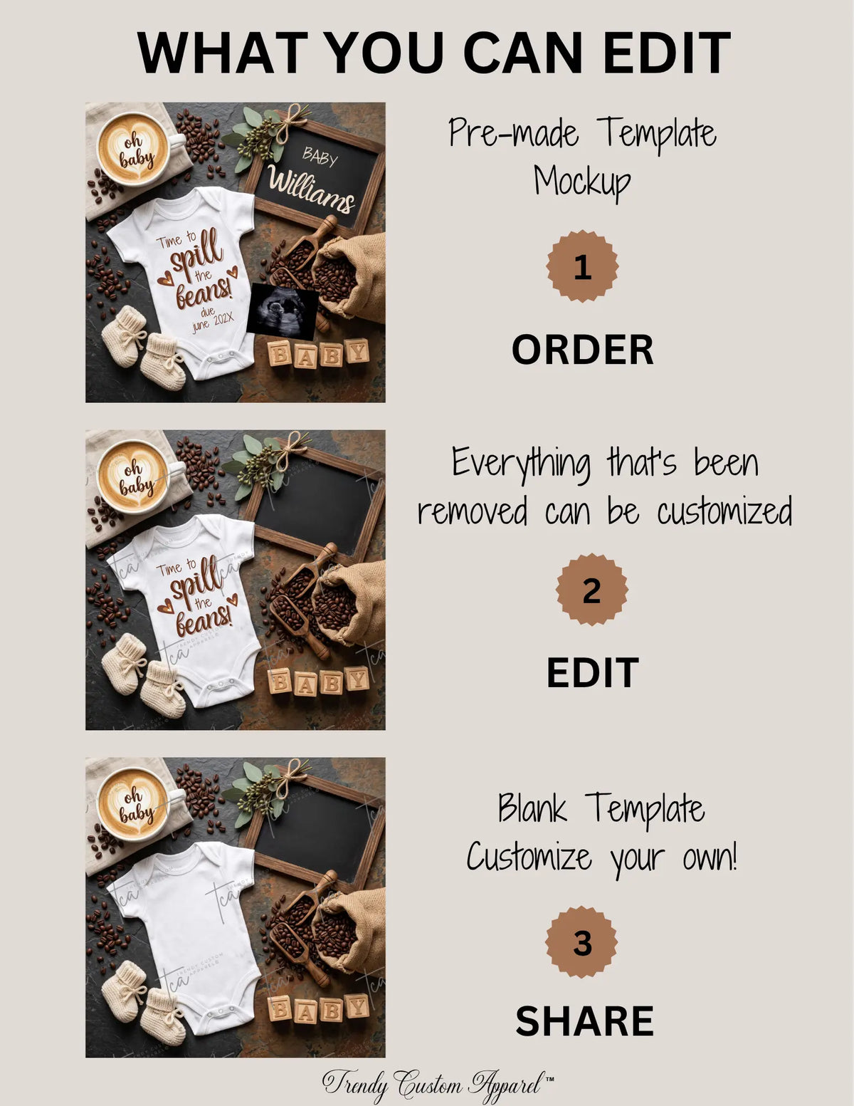 Time to Spill the Beans Digital Pregnancy Announcement, Customizable Instant Download Template, Funny Baby Reveal TrendyCustomApparel™