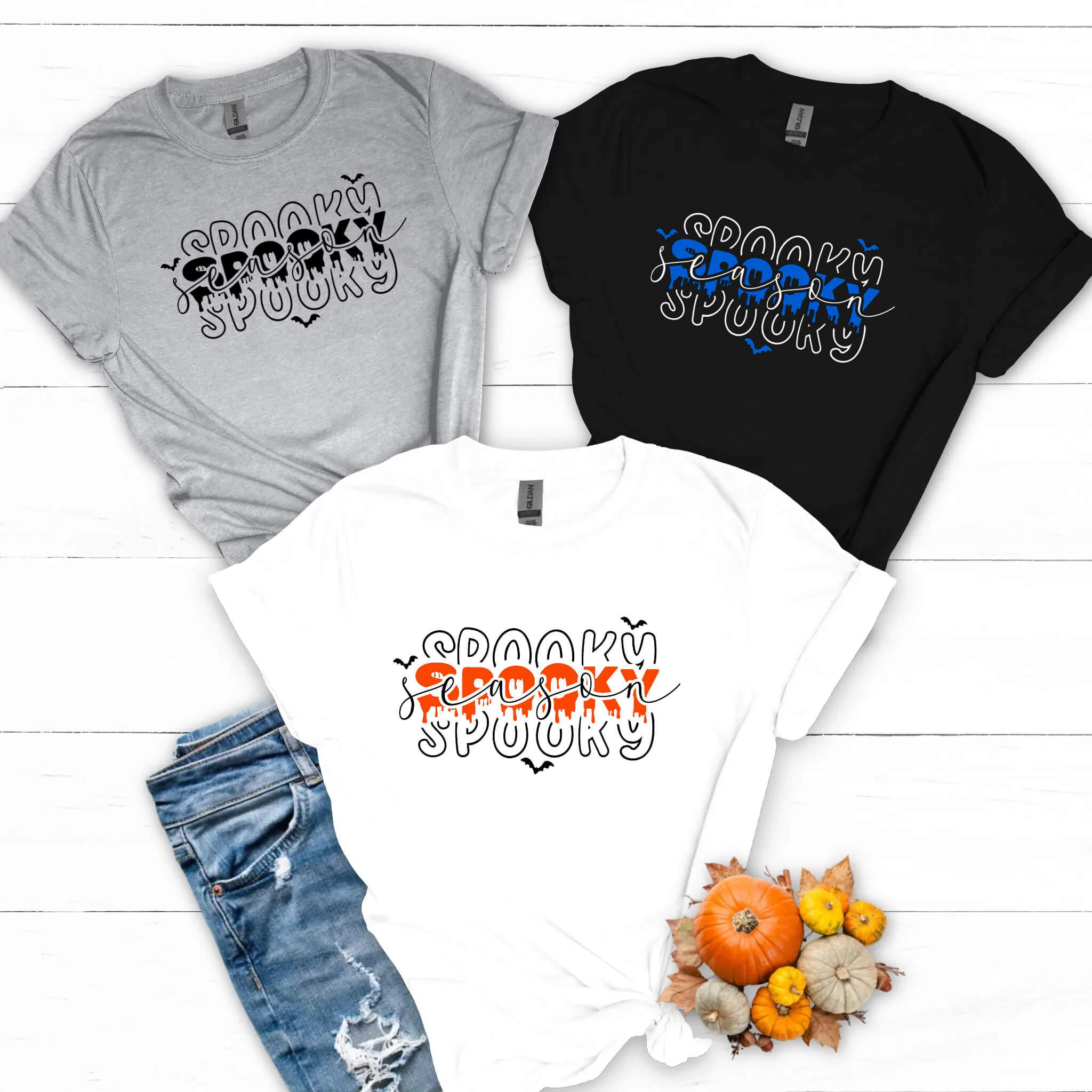 Halloween Spooky Season Stacked Unisex Graphic Print T-Shirt