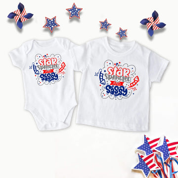 Camiseta del 4 de julio, Star Spangled &amp; Sassy, ​​Rojo Blanco Azul, Patriótico, Día de la Independencia, Día de los Caídos, Bebé Onesie, Camiseta infantil, Camiseta para niños pequeños, Camiseta juvenil, Niña, Ropa personalizada