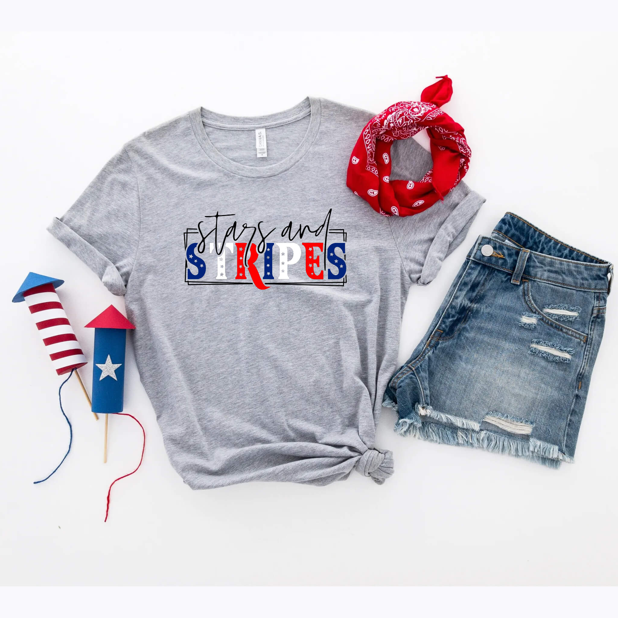 4th of July - Stars & Stripes Patriotic Women’s Graphic Print T-Shirt / Tank Top