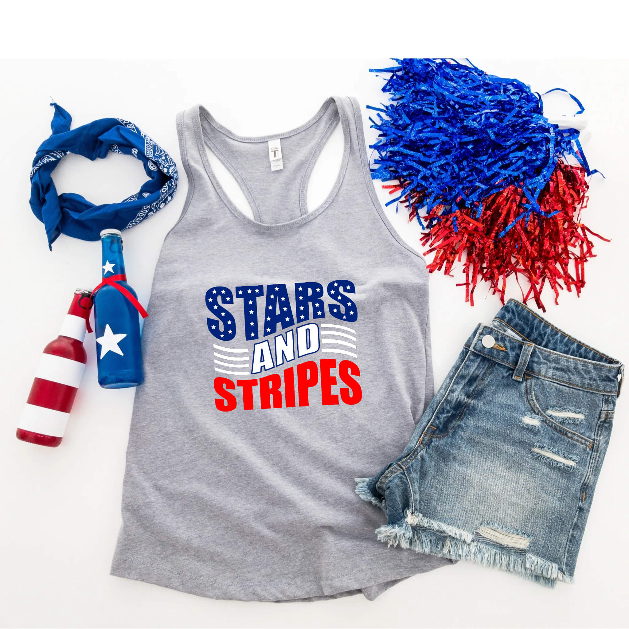 4th of July - Stars & Stripes Patriotic Graphic Print Women's Tank Top / T-Shirt