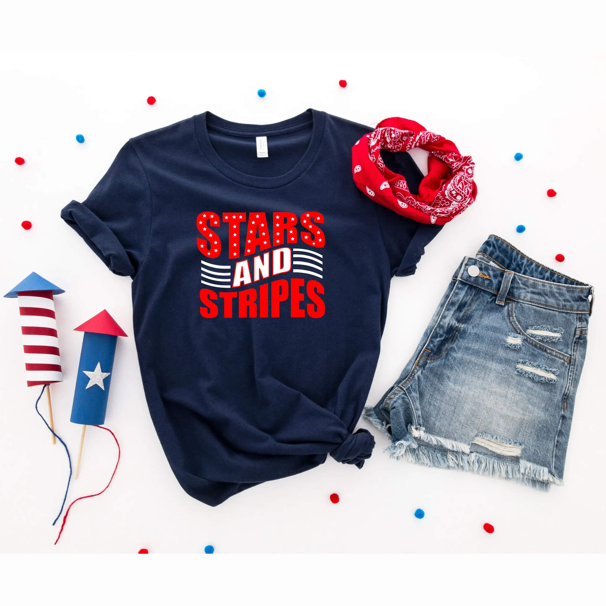 4th of July - Stars & Stripes Patriotic Graphic Print Women's Tank Top / T-Shirt