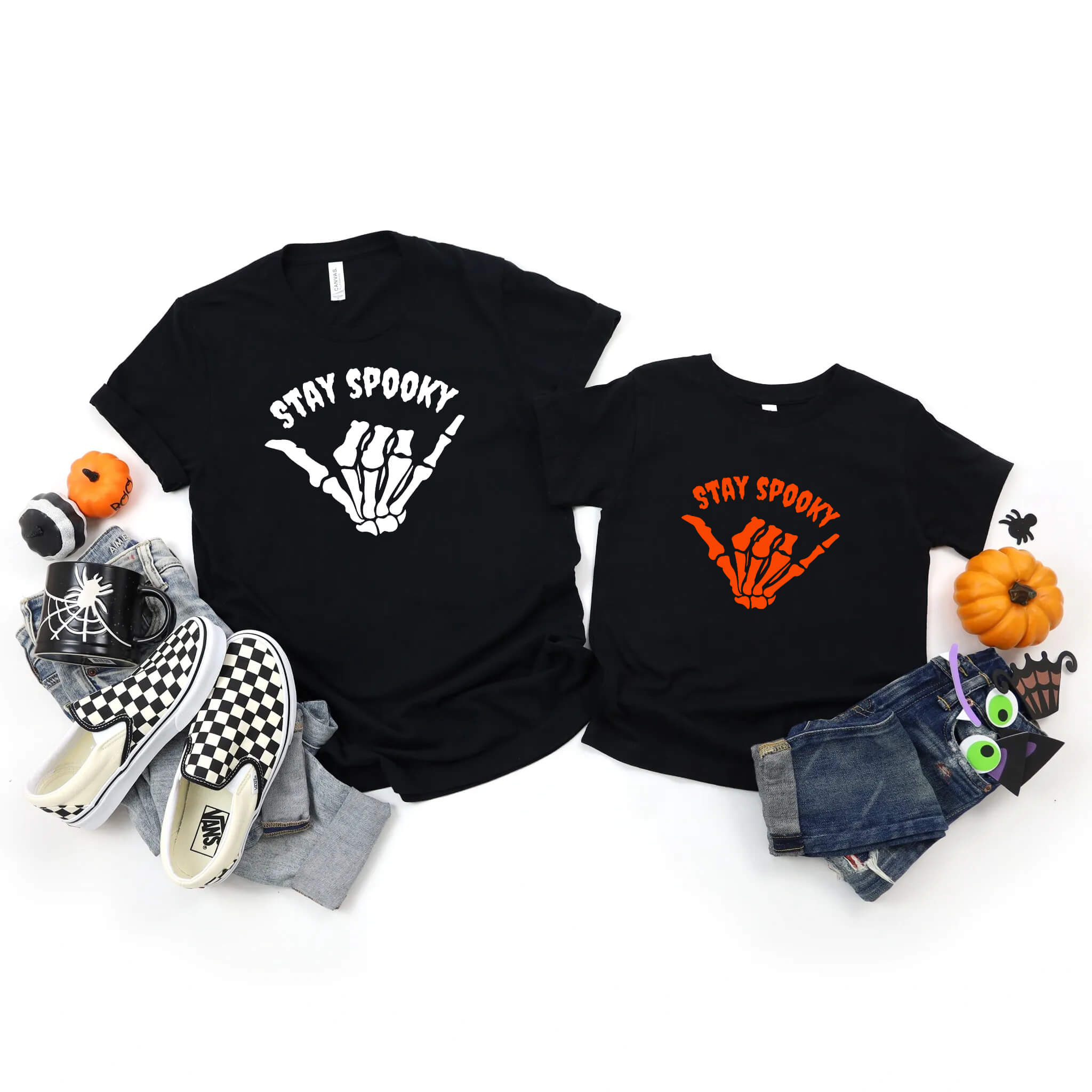 Halloween Stay Spooky Skelton Hang Ten Unisex Graphic Print T-Shirt