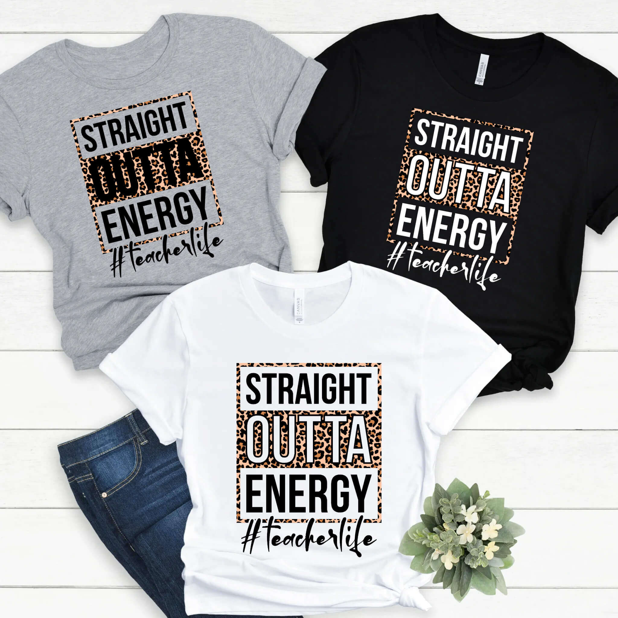 Straight Outta Energy Teacher Life School Graduation Women’s Customizable Graphic Print T-Shirt