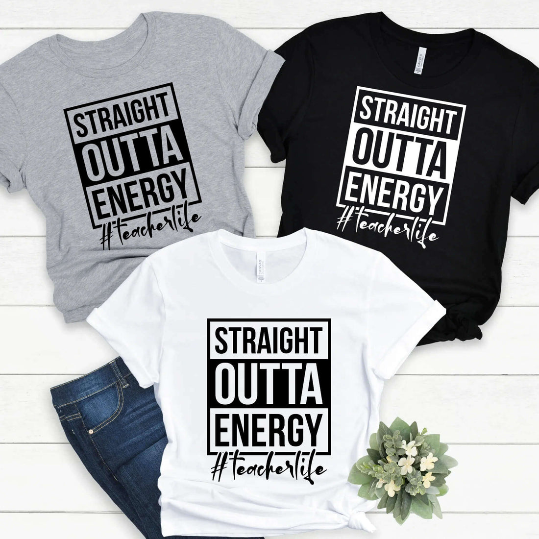 Straight Outta Energy Teacher Life School Graduation Women’s Customizable Graphic Print T-Shirt