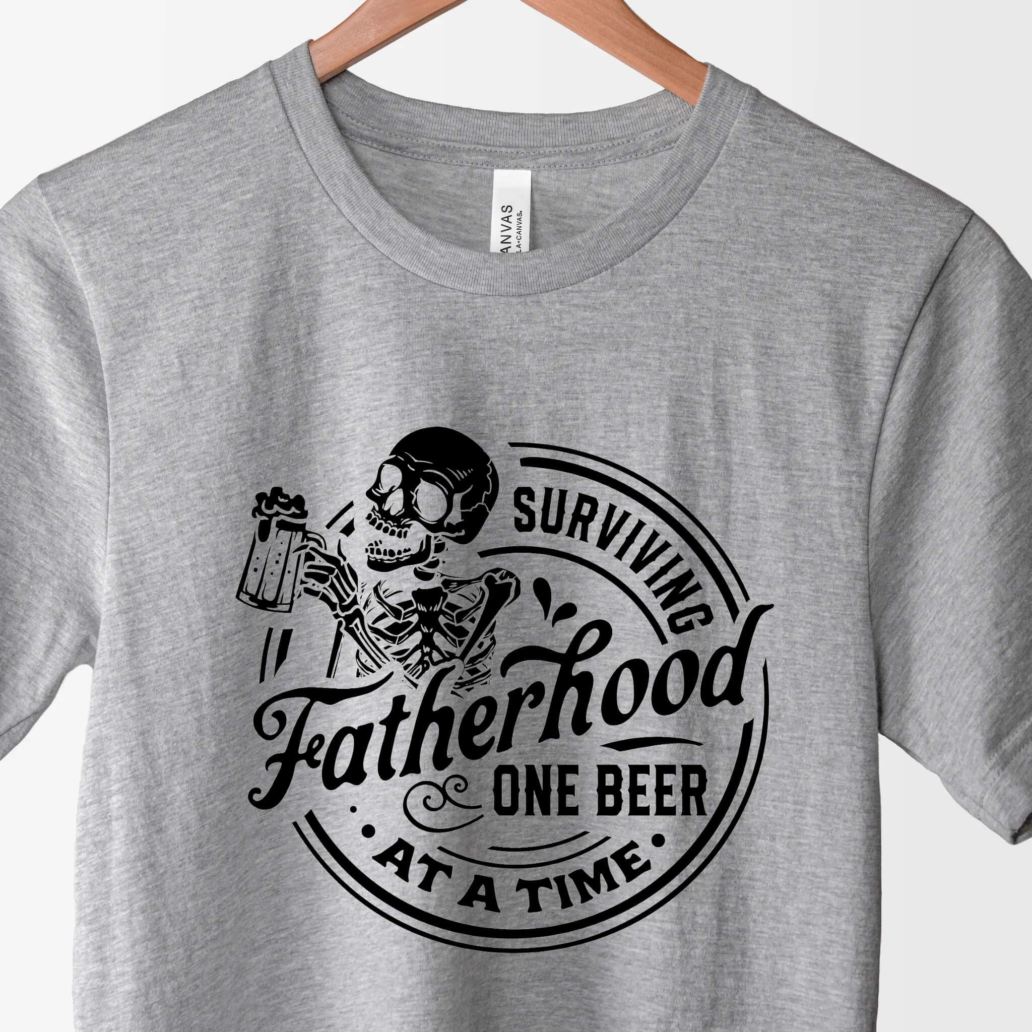 Father's Day - Surviving Fatherhood One Beer At A Time Funny Dad Quote Graphic Print T-shirt