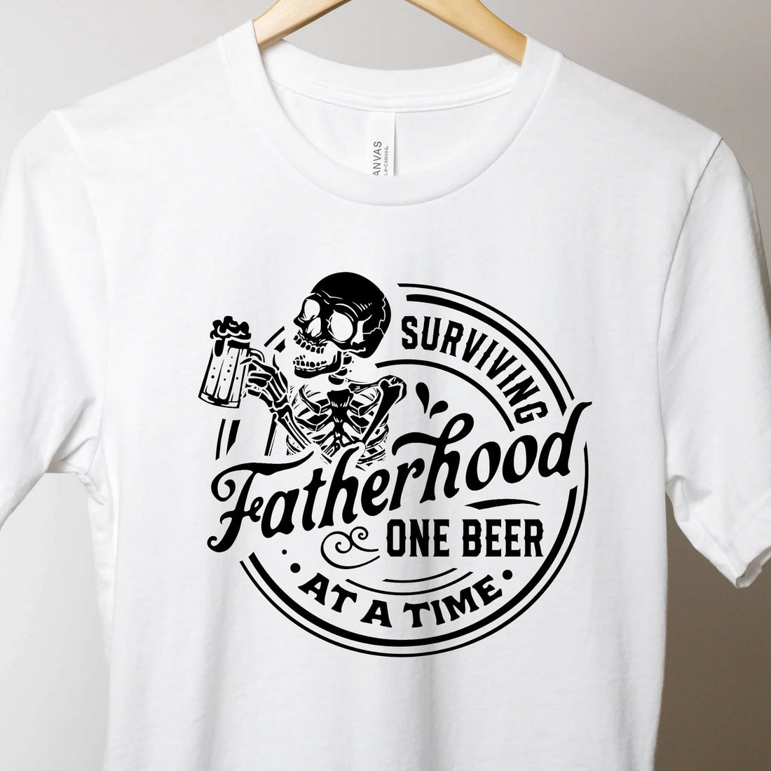 Father's Day - Surviving Fatherhood One Beer At A Time Funny Dad Quote Graphic Print T-shirt