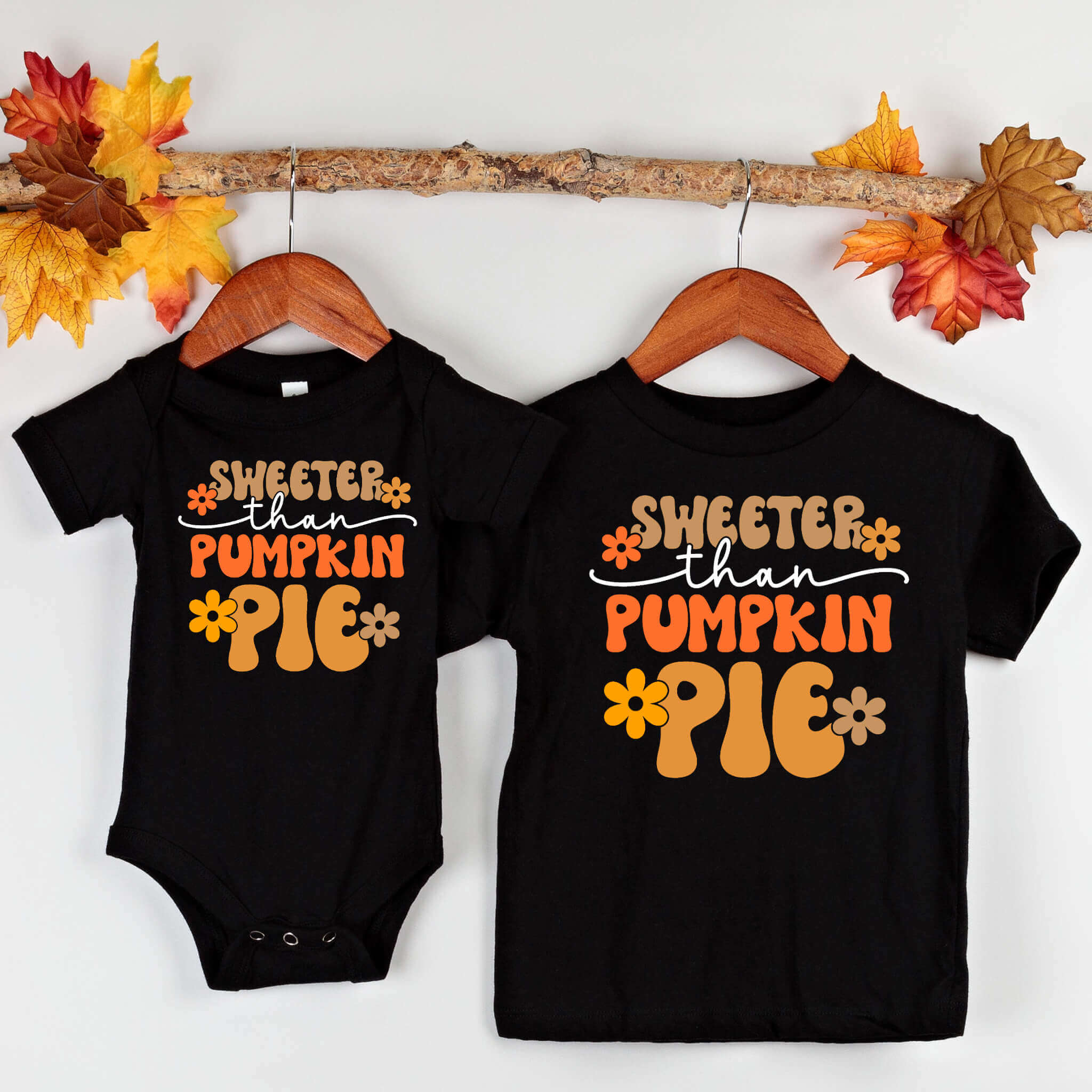 Fall Sweeter Than Pumpkin Pie Thanksgiving Graphic Print T-Shirt