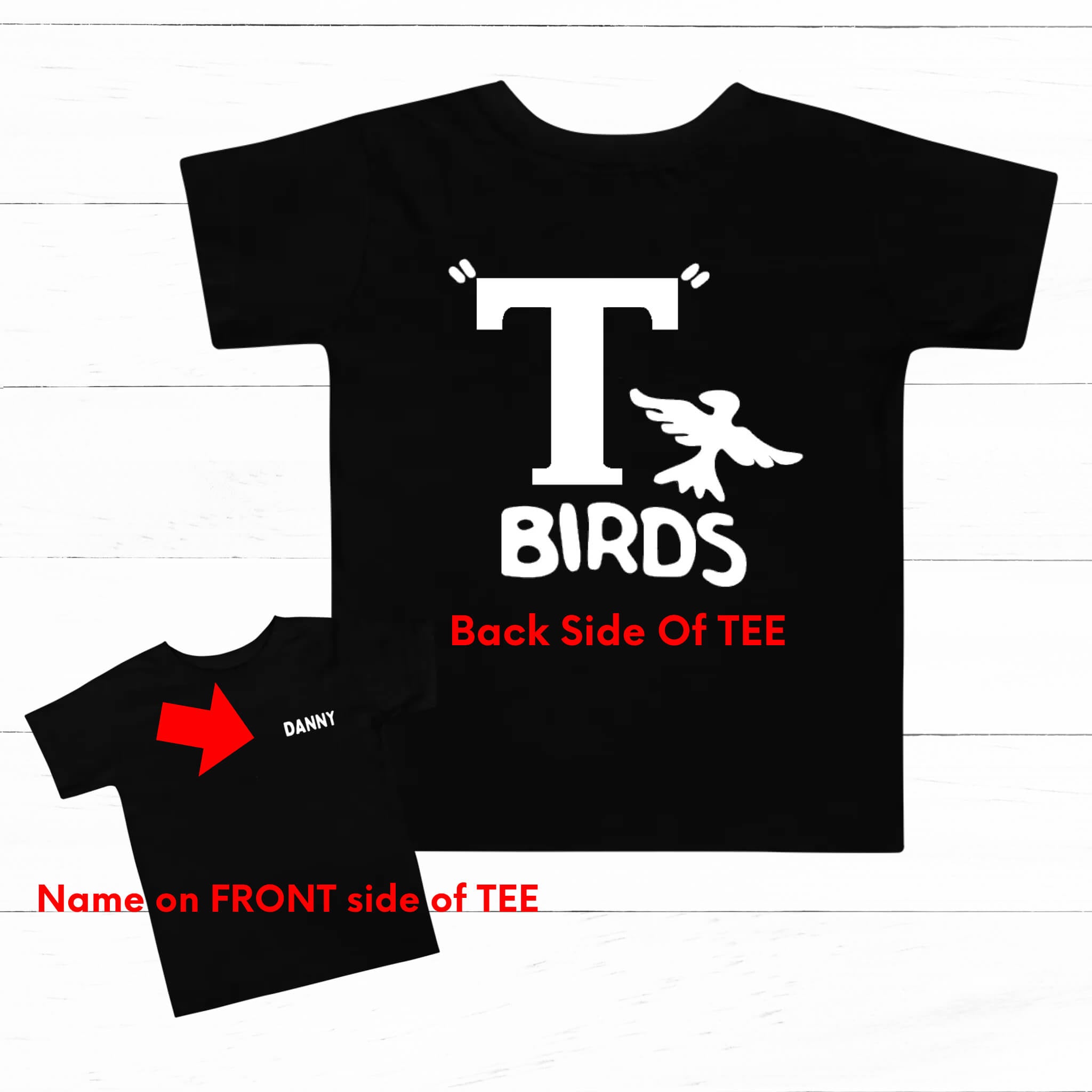 Halloween Grease T-Birds Camiseta con estampado gráfico personalizada para niños pequeños, jóvenes o hombres