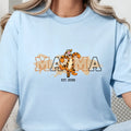 Women’s Mama Bouncy Tiger Graphic T-Shirt, Oversized Mama Est. Date Tee TrendyCustomApparel™