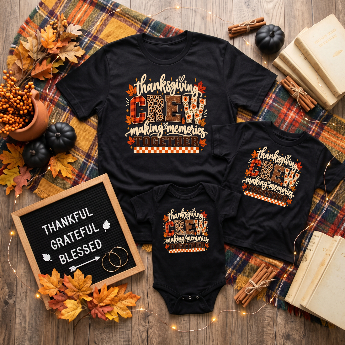 Thankful Crew Matching Family Thanksgiving Shirts & Baby Bodysuits TrendyCustomApparel™