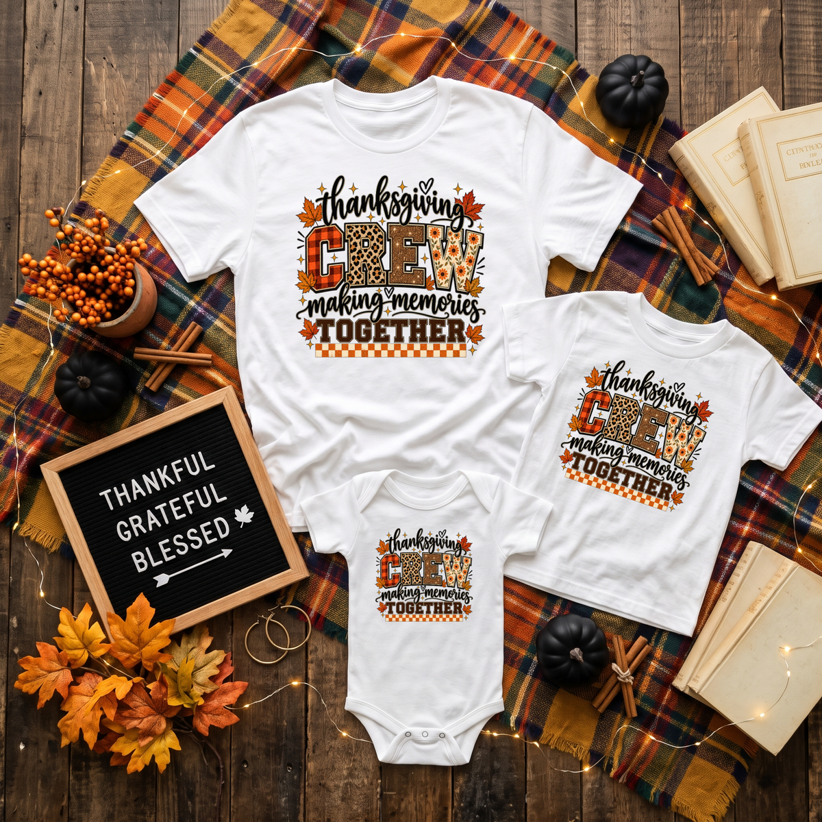 Thankful Crew Matching Family Thanksgiving Shirts & Baby Bodysuits TrendyCustomApparel™