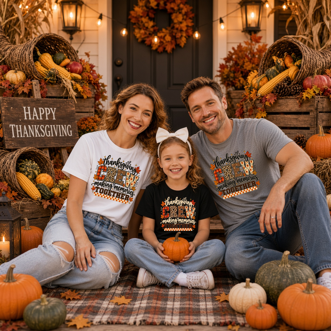 Thankful Crew Matching Family Thanksgiving Shirts & Baby Bodysuits TrendyCustomApparel™
