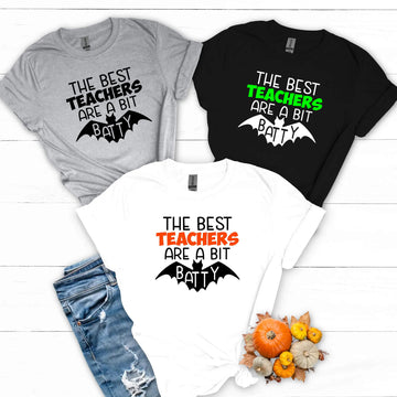 Halloween The Best Teachers Are A Bit Batty Customizable Unisex Graphic Print T-Shirt