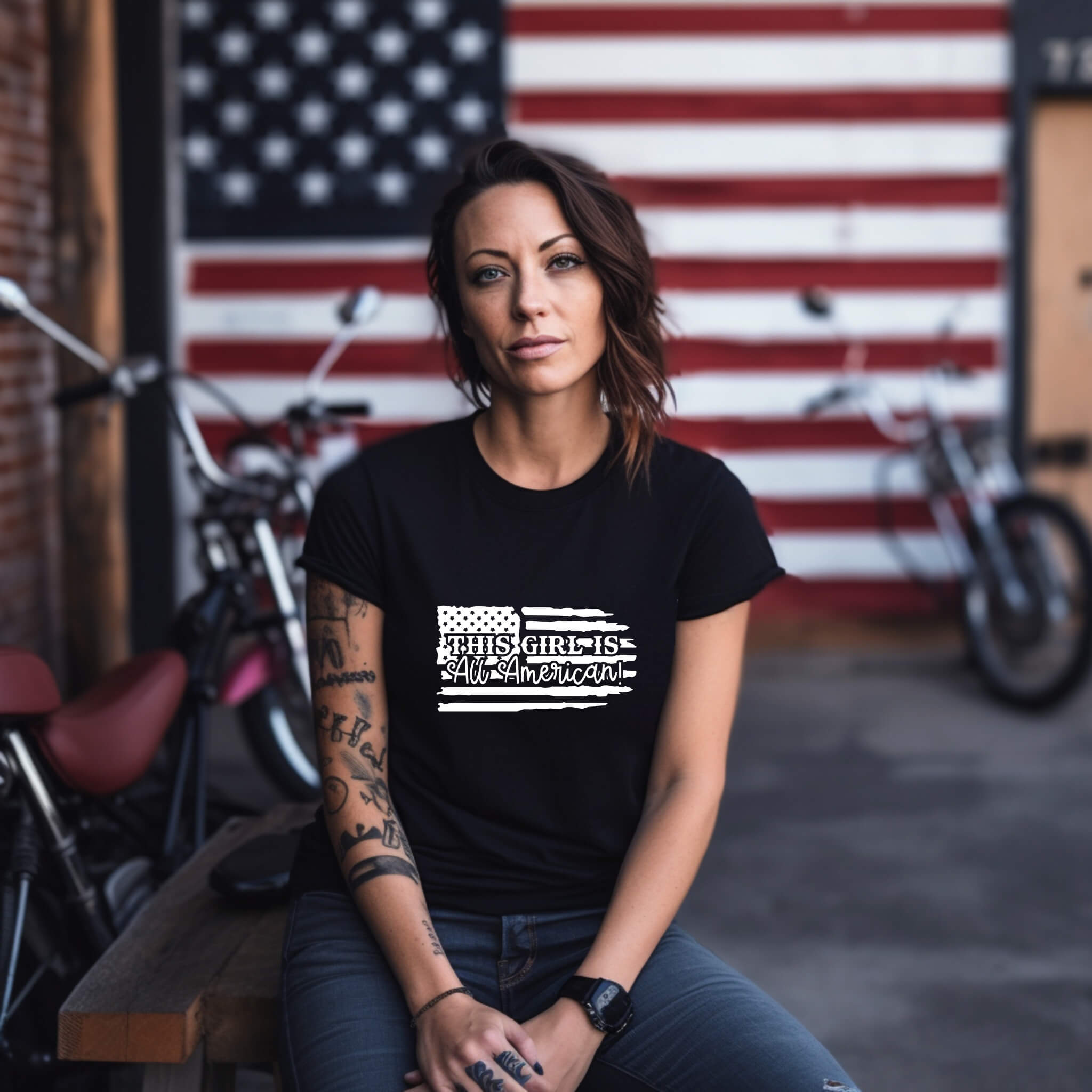 America - This Girl is All American Women's Graphic Print T-Shirt / Sweatshirt