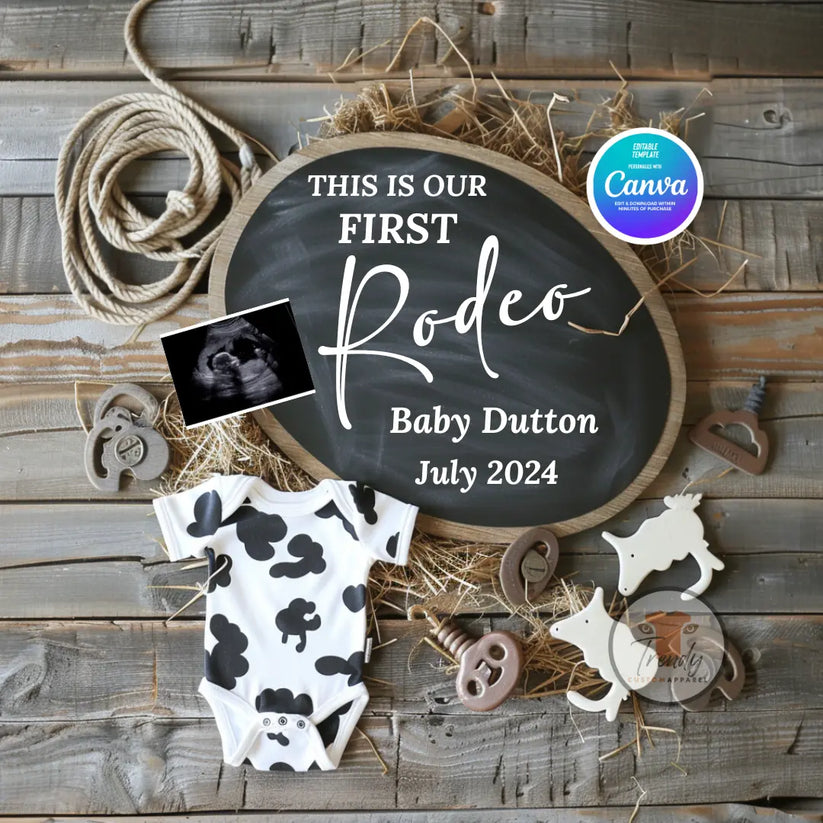 Customizable Cowboy Themed Western Pregnancy Announcement | Trendy ...