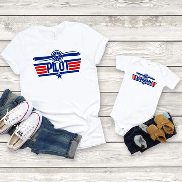 Pilot Wingman Top Gun Maverick Fighter Pilot Matching Father's Day Onesie Infant Toddler Youth Men's T-Shirt