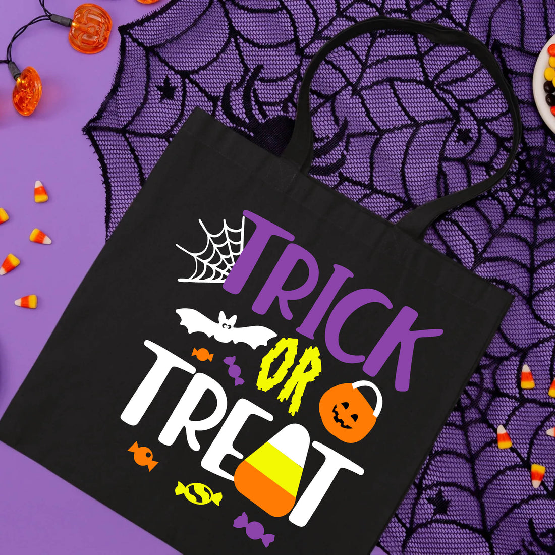 Halloween Kid's Trick or Treat Candy Large Tote Bag