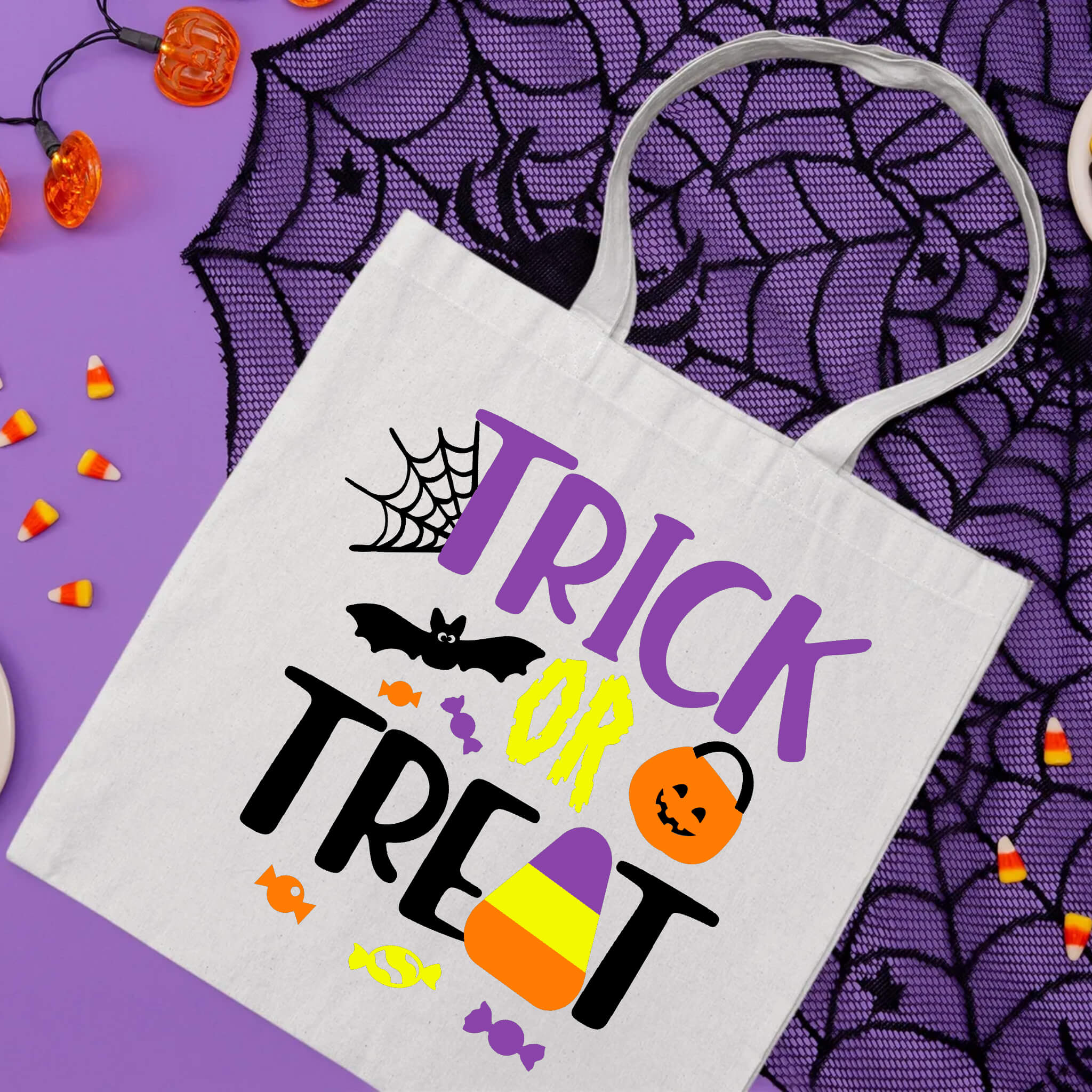 Halloween Kid's Trick or Treat Candy Large Tote Bag