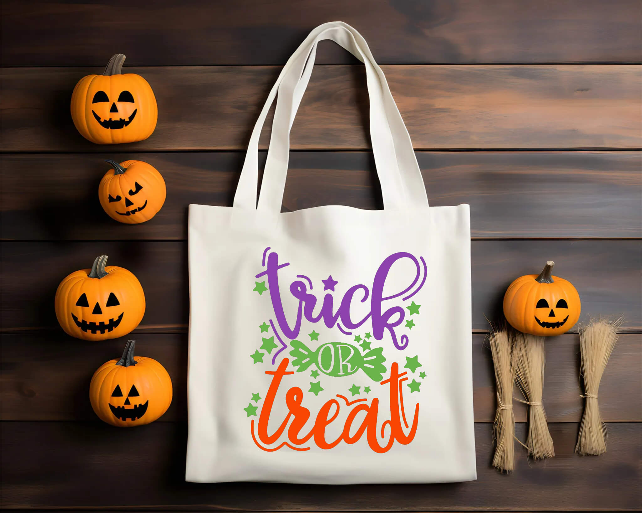 Bolsa De Tela Grande Caramelo divertido de truco o trato para niños de Halloween