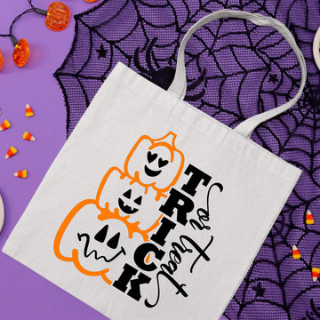 Bolsa De Tela Grande Caramelo de truco o trato de calabazas lindas de Halloween