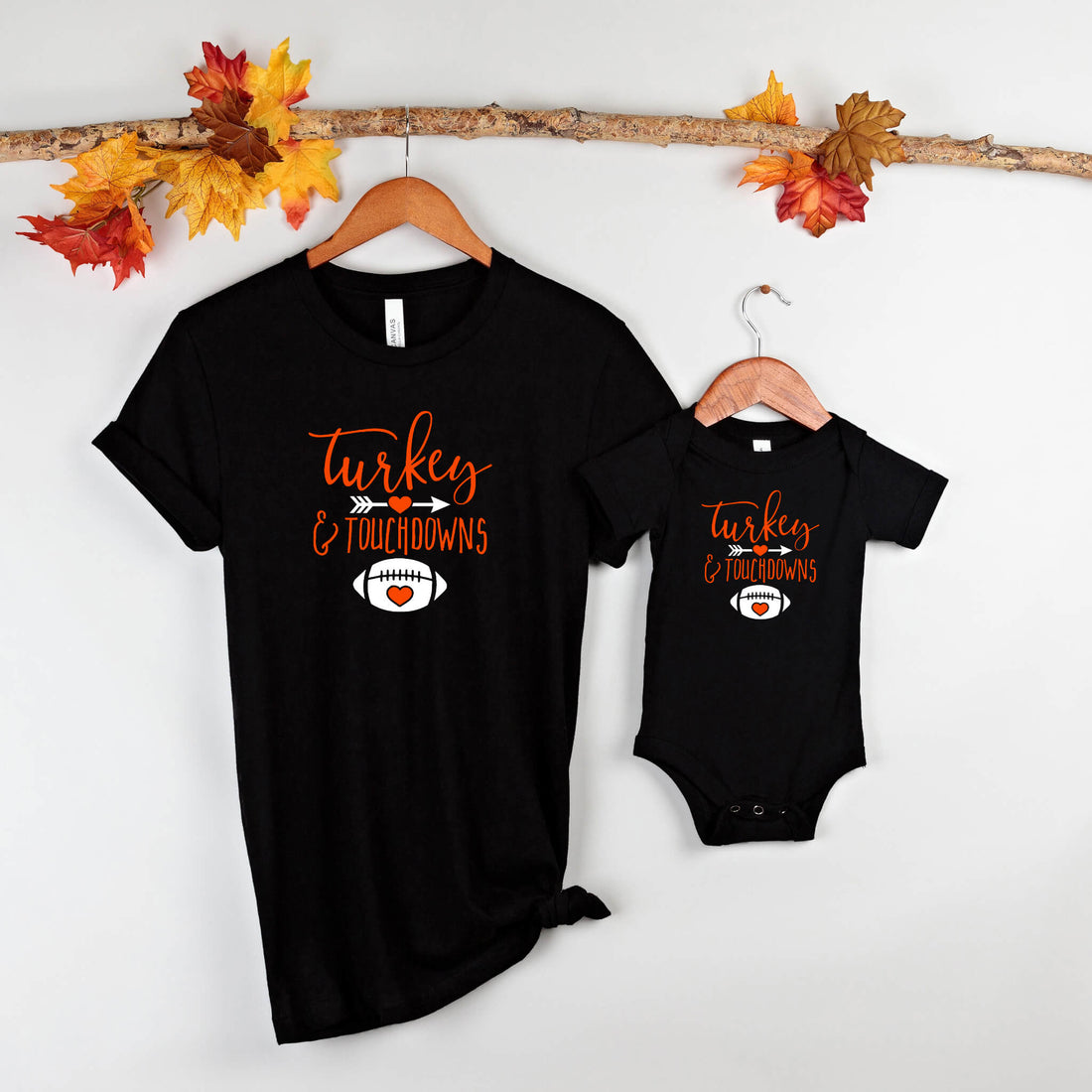 Fall Football Thanksgiving Turkey & Touchdowns Unisex Graphic Print T-Shirt