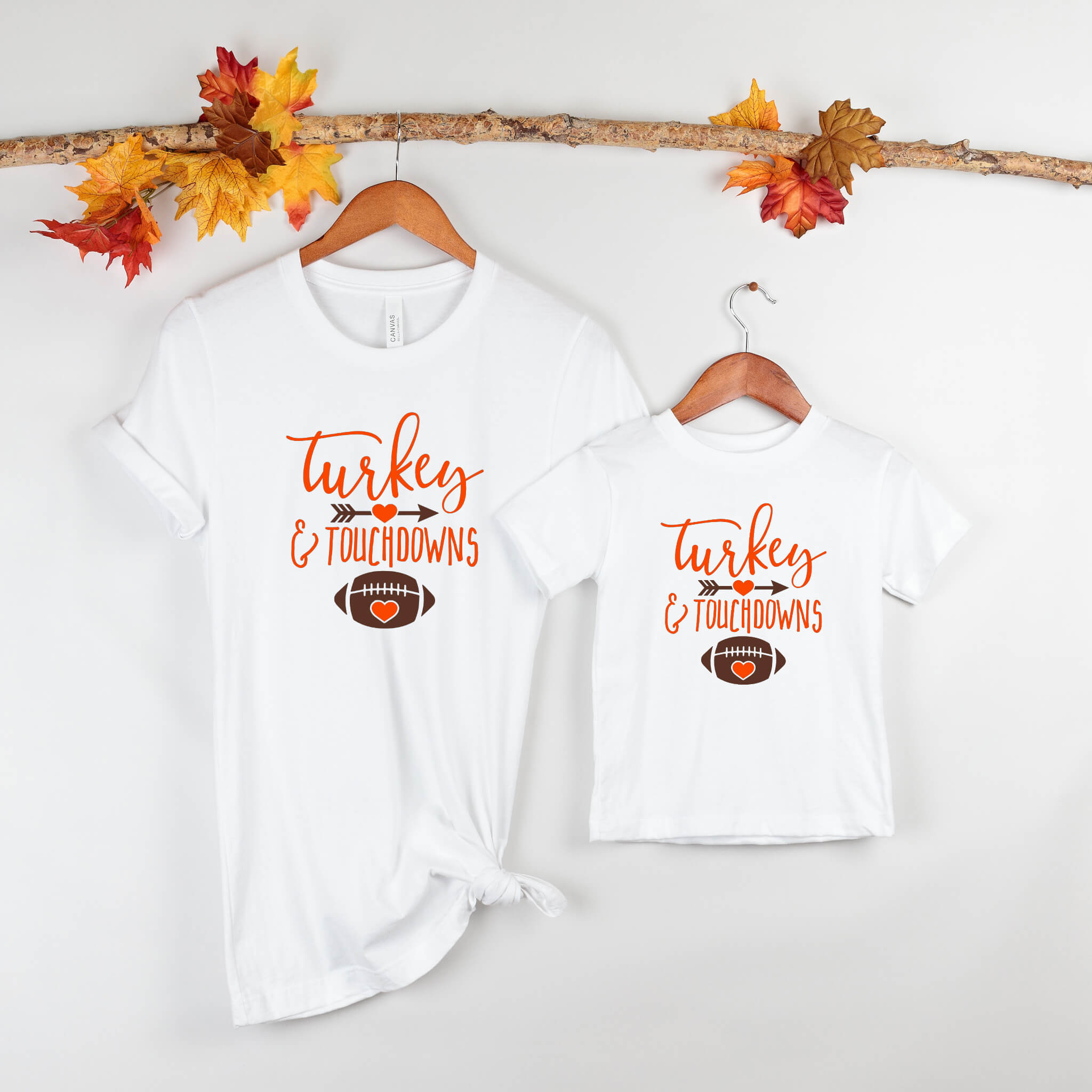 Fall Football Thanksgiving Turkey & Touchdowns Unisex Graphic Print T-Shirt