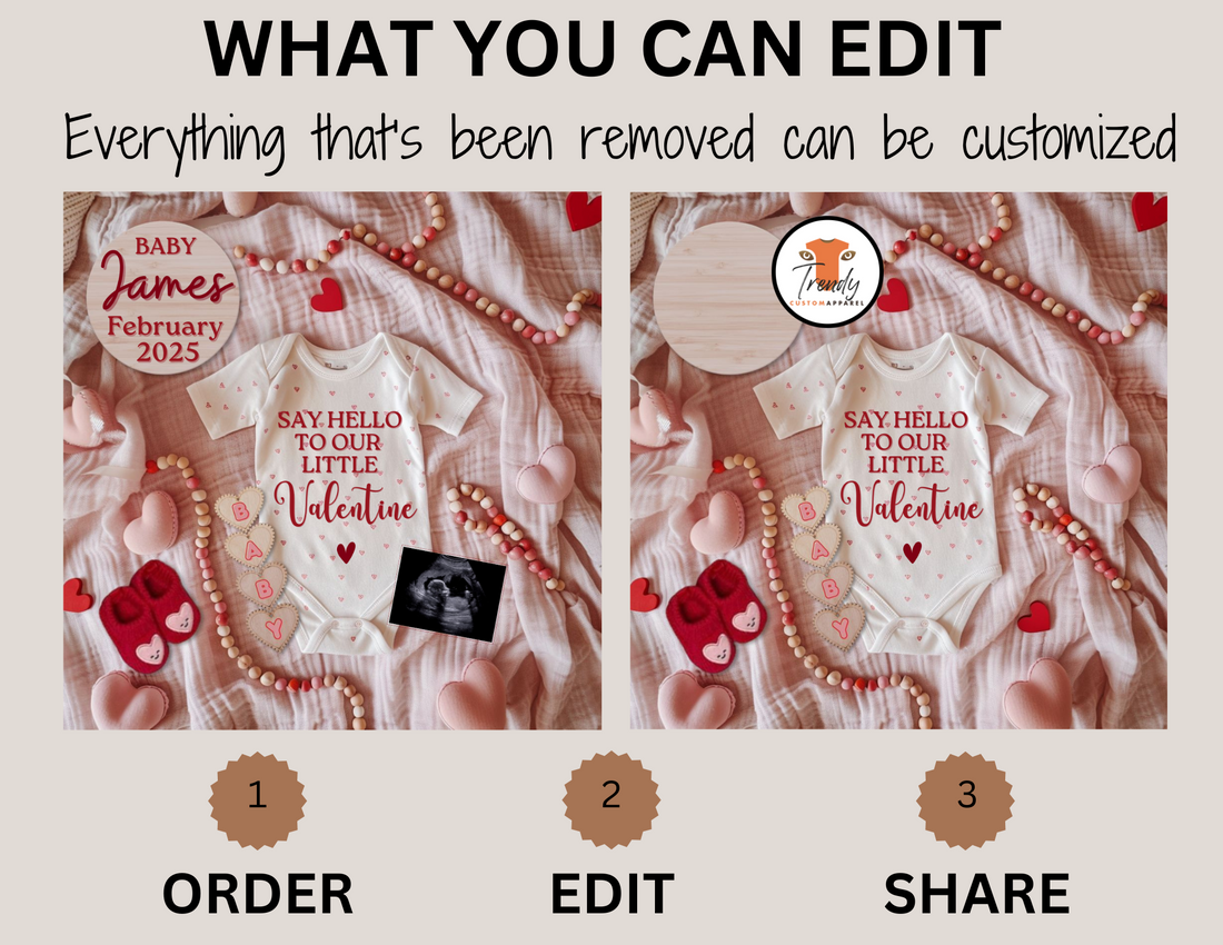Digital Valentine's Pregnancy Announcement, Our Little Valentine, Customizable February Themed, Personalized Editable Template