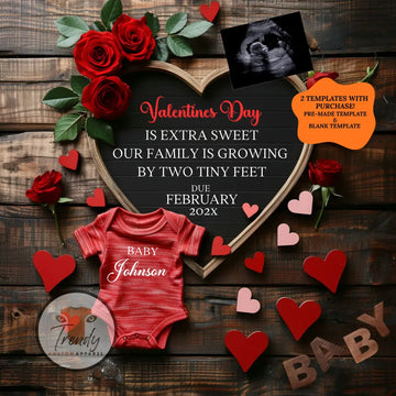 Valentine’s Day Baby Reveal Digital Editable Template, Extra Sweet Personalized Canva Instant Download TrendyCustomApparel™