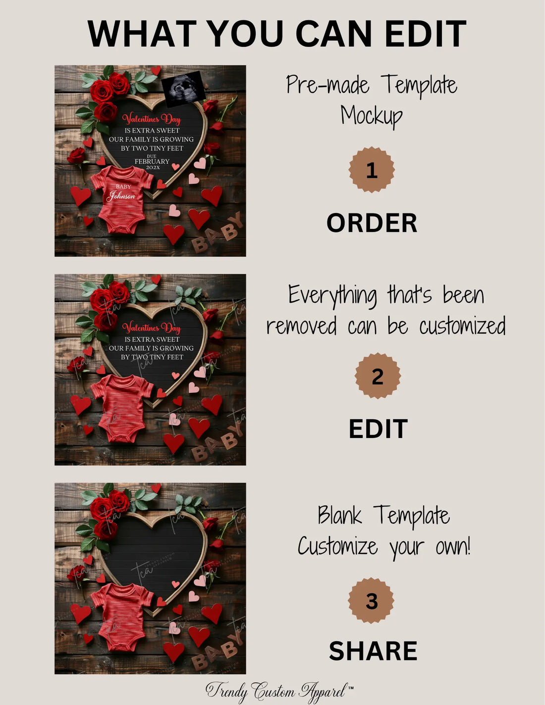 Valentine’s Day Baby Reveal Digital Editable Template, Extra Sweet Personalized Canva Instant Download TrendyCustomApparel™