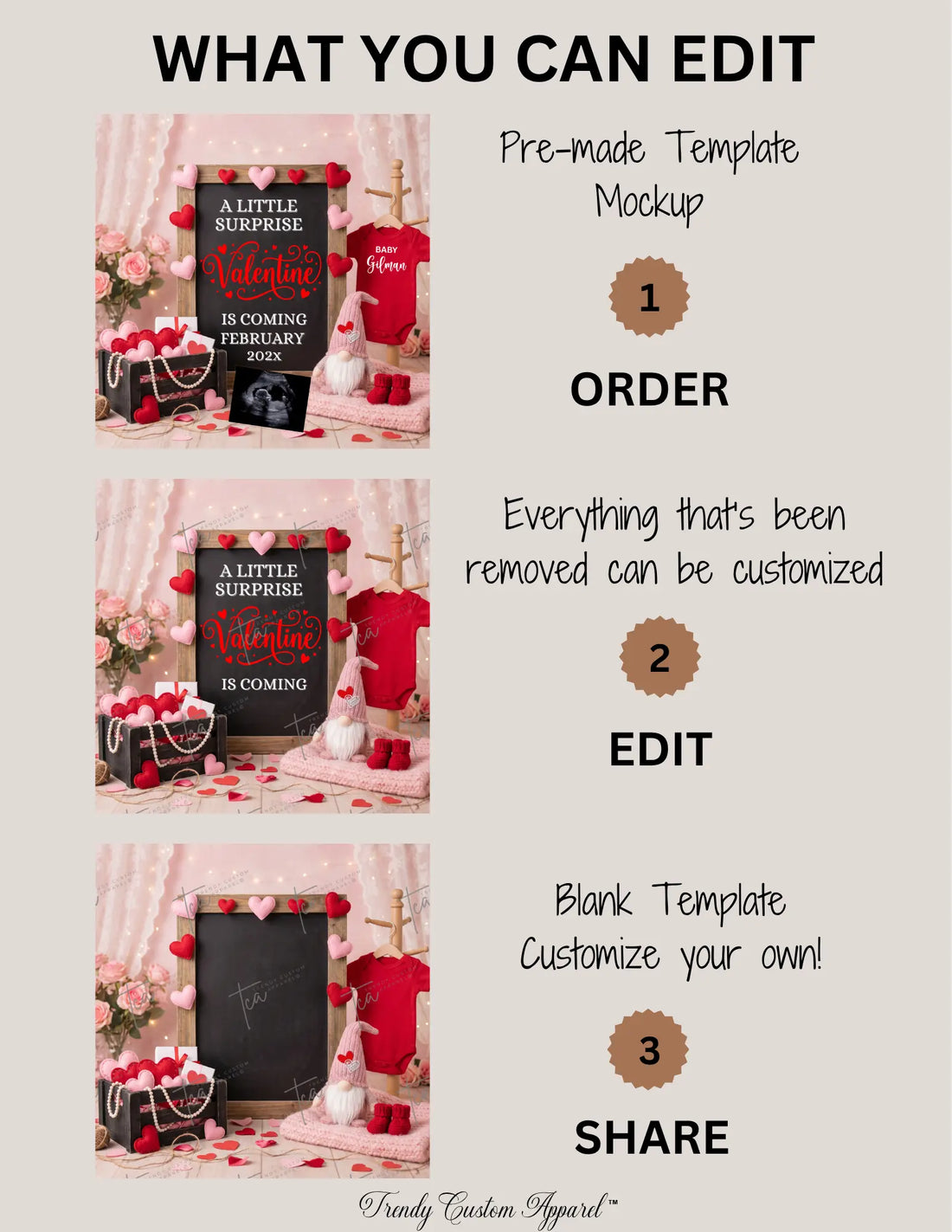 Valentine's Day Pregnancy Announcement Template, A Little Surprise Baby Reveal, Canva Editable, Gender Neutral, Instant Digital Download TrendyCustomApparel™