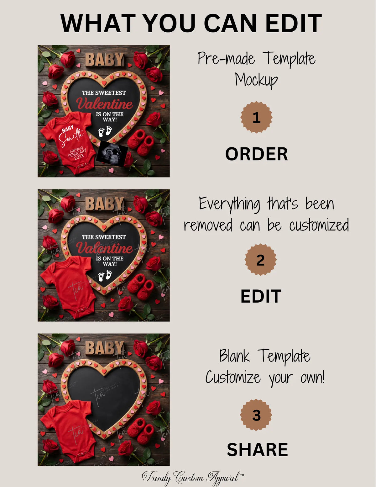 Valentine’s Day Sweetest Baby Reveal Digital Editable Template, Personalized Canva Instant Download TrendyCustomApparel™