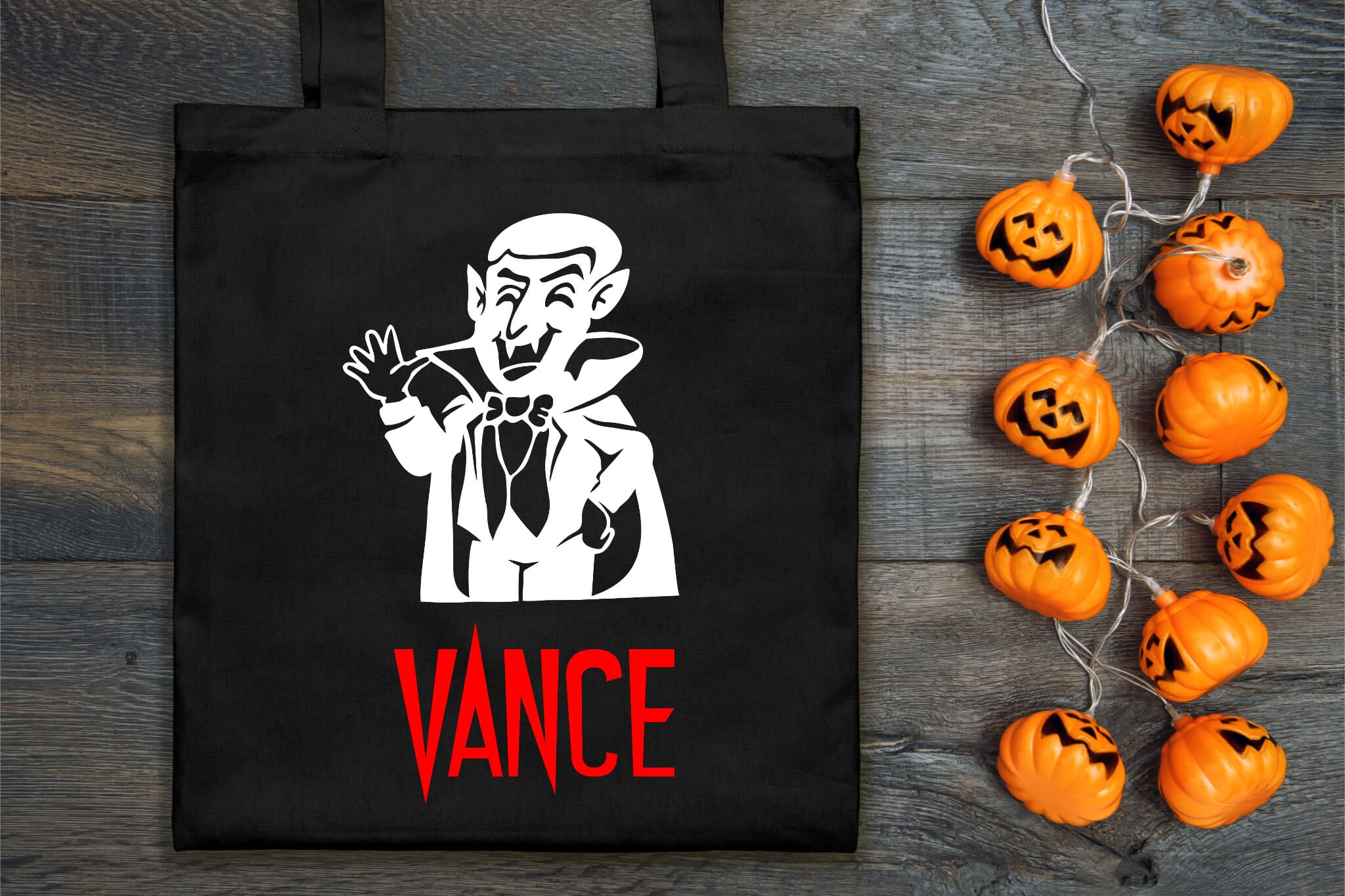 Halloween Personalized Name Vampire Trick or Treat Candy Large Tote Bag