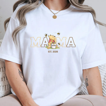 Mama Honey Pot, Winnie The Pooh Women's Mama Bear T-Shirt Oversized Graphic Tee Est. Date TrendyCustomApparel™
