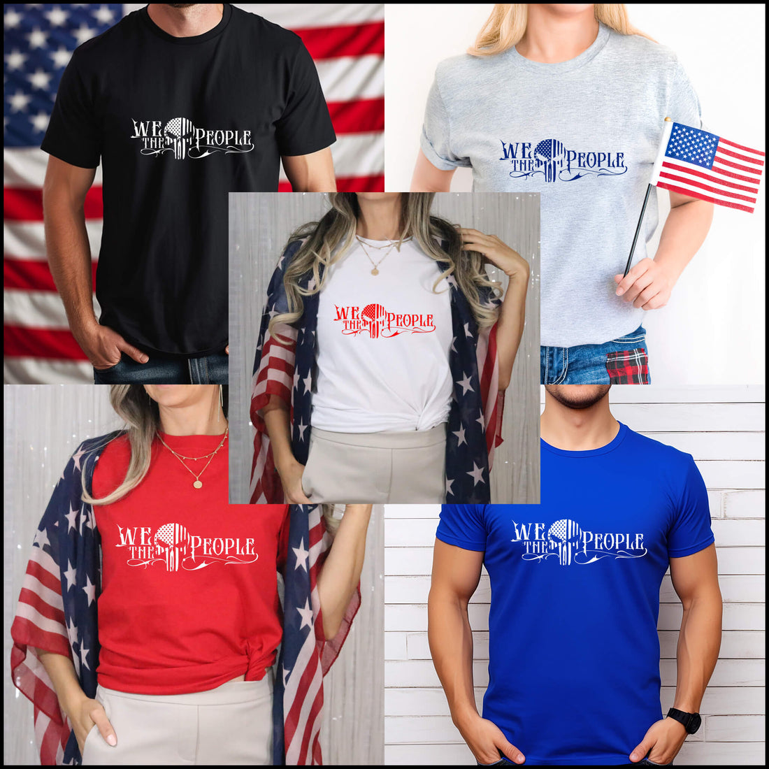 America - We The People Punisher Flag Unisex Graphic Print T-Shirt